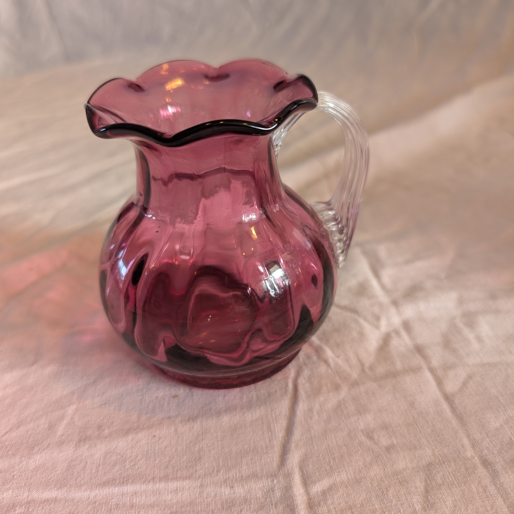 2/30$ Fenton  Glass Creamer with Clear Handle